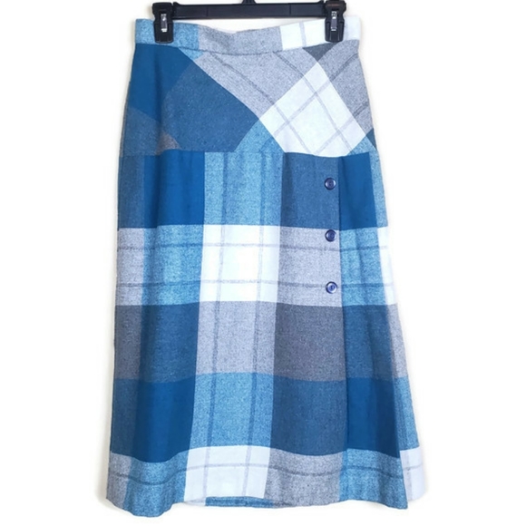 Evan Jason Dresses & Skirts - NWT Vintage Deadstock 70s Blue Plaid Button Skirt